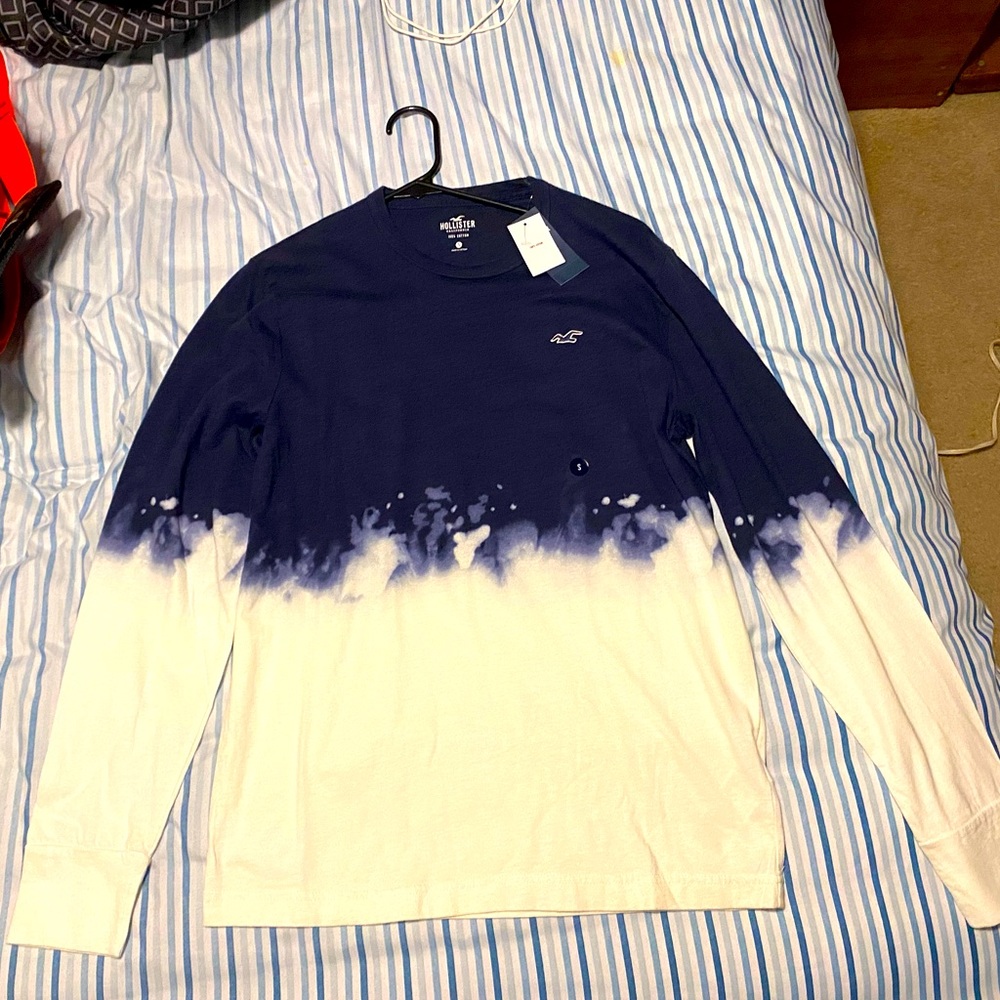 NEW long sleeve holister blue and white shirt